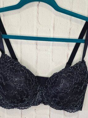 Elegant Blue Push-up Lace Bra
